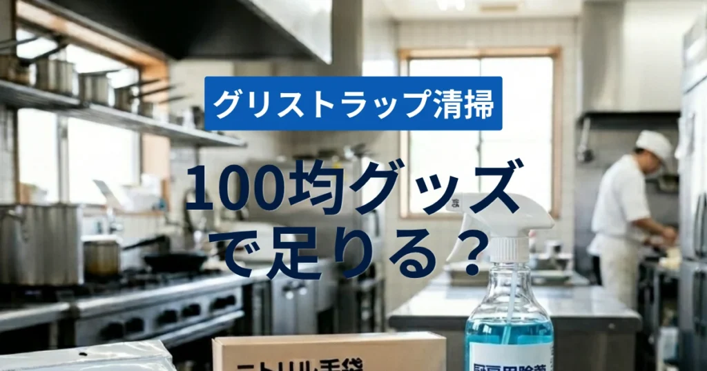 「グリストラップ掃除は100均グッズで足りる？専用品が必要になる境界線とおすすめ道具」を紹介するバナー画像